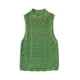 thumbnail image 2 of TRKIYQC Camiseta sin mangas corta de verano verde para mujer, camiseta corta sin mangas de punto de ganchillo abigarrada, chaleco de ombligo delgado informal TRKIYQC  moda, 2 of 10