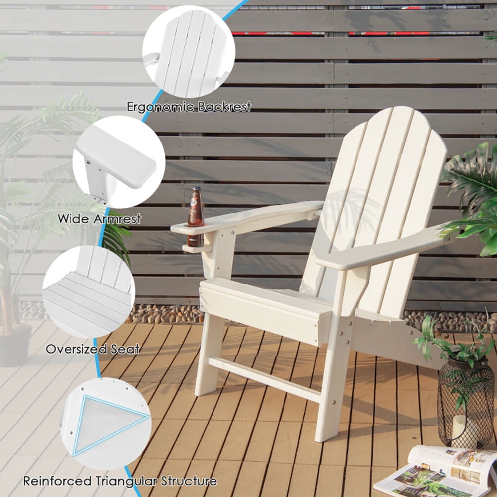 Aimee Lii Outdoor Adirondack Chair with Built-in Cup Holder for Backyard Porch, Outdoor Patio Furniture, White Aimee Lii Outdoor Adirondack Chair with Built-in Cup Holder for Backyard Porch, Outdoor Patio Furniture, White