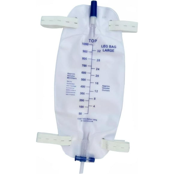 Lifevv 3 Pack Easy-Tap Leg Bag, Urinary Drainage Bag, 32 oz Anti-Reflux Valve, Cloth Straps