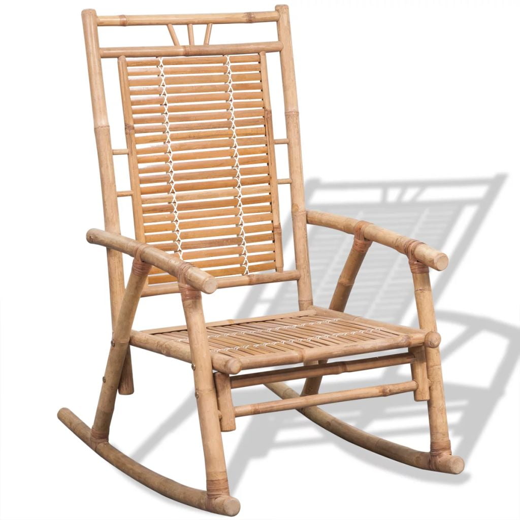 Kepooman Outdoor Patio Bamboo Rocking Chair for Porch Deck, Brown Kepooman Outdoor Patio Bamboo Rocking Chair for Porch Deck, Brown