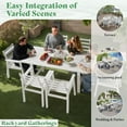 thumbnail image 6 of Jocisland 7-Piece HDPE Outdoor Dining Table Set with 6 Chairs, 71" L Patio Furniture Set, White, 6 of 10