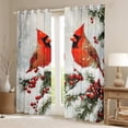 thumbnail image 2 of Feelyou Winter Jungle Bird Blackout Curtains Set of 2 (52x84 Each), Christmas Poinsettia Flower Window Curtains, Western Vintage Festival Curtains and Drapes, Blackout Curtains Room Decor, 2 of 6