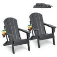 thumbnail image 3 of Relaxing 2-Piece Folding Adirondack Chair Set in Gray - Perfect All-Weather Plastic Chairs for Campfires, Patio, Backyard and Porch, 3 of 7