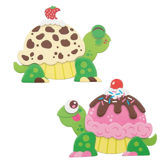 Fun Express 4 1/2" x 3 1/2" Ice Cream Scoop Turtle Magnet Craft Kit - Makes 12