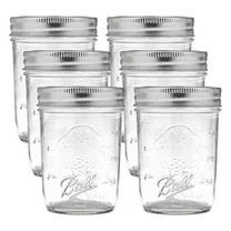 Ball Regular Mouth Glass Mason Jars with Lids and Bands, Half Pint Size 8 Ounce (Pack of 6)