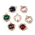 thumbnail image 4 of 70Pcs 7 Colors K9 Glass Connector Charms with Light Gold Plated Brass Findings Cadmium Free & Nickel Free Flower Faceted 15x11x3.5mm Hole 1.2mm, 4 of 6