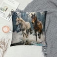 thumbnail image 2 of Orinice Horses Snow Forest Graphic Decorative Cushion Throw Pillow Cover for Home Couch Living Room Bed Sofa Winter Pillowcase 1PC 18x18in, 2 of 5