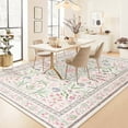 thumbnail image 3 of Wondo 8x10 Ft Pink Floral Area Rug - Machine Washable Low Pile Non-Slip Carpet, Boho Vintage Farmhouse Decor for Living Room, Bedroom, Nursery & Office, 3 of 9