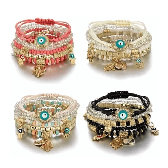 Pulseras Amistad Cuentas Boho Multicapa 4 Set