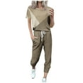 thumbnail image 2 of Frostluinai Womens Lounge Sets Two Piece Color Block Shirts Elastic Wasit Joggers Loose Fit Running Sweatsuits Comzy Tracksuits with Pocket, 2 of 3