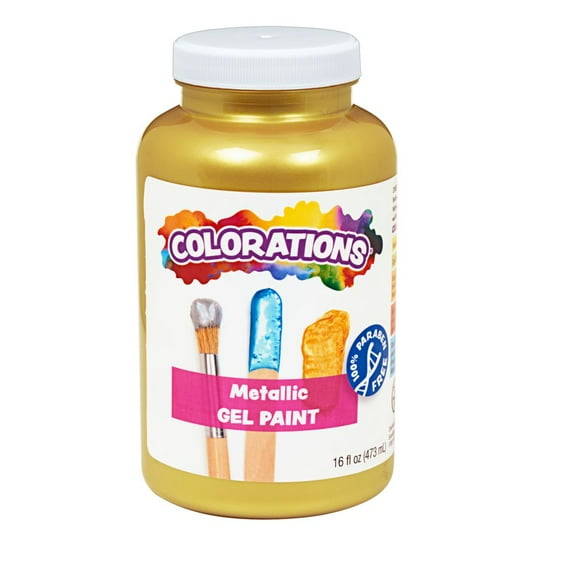 Colorations Paraben-Free Metallic Gel Paint, Gold - 16 oz.