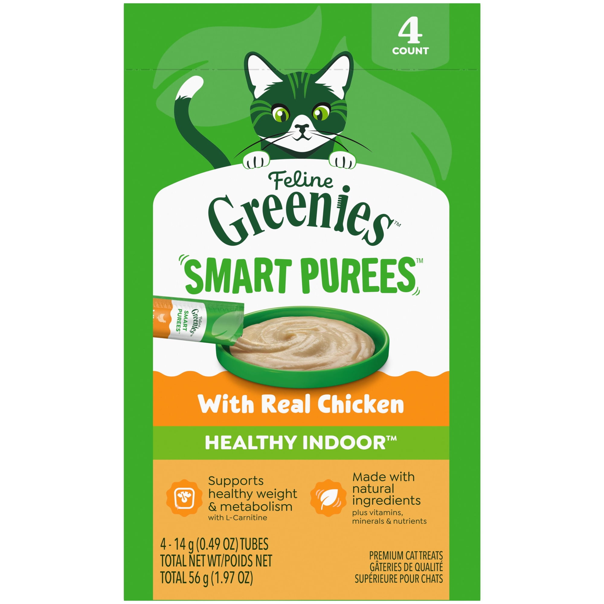 Greenies Puree Indoor Cat Treats Chicken Flavor 4 Count