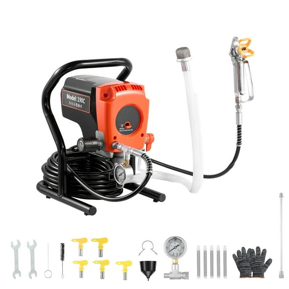 KFFKFF Stand Airless Paint Sprayer, 900W, 3300PSI High-Pressure Sprayer with Cleaning Brush, Hose, Extension Rod, Nozzles, Electric Paint Machine for Indoor and Outdoor Use on Walls and Fences
