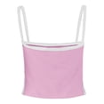thumbnail image 5 of EHTMSAK Sexy Crop Tank Tops for Women Swim Square Neck Spaghetti Straps Teen Girl T Shirt Sleeveless Y2k Racerback Junior Summer Tank Top Camis Flowy Camisole Pink M, 5 of 8