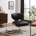 thumbnail image 2 of Modern Blak Leather Accent Swivel Lounge Chair, 2 of 6