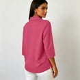 thumbnail image 6 of Polo Shirts for Women 3/4 Sleeve Solid Color Quick Dry Work Tops with Collar, 2XL, 6 of 9