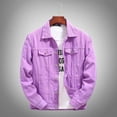 thumbnail image 2 of Chaquetas De Hombre Streetwear Chaqueta De Mezclilla Moda Casual A Naranja Aisan M, 2 of 5