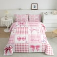 thumbnail image 2 of Erosebridal Cute Bowknot Bedding Sets Full with Comforter,Patchwork Buffalo Duvet Insert,Ribbon Bowtie Butterfly Comforter Sets Full Size For Princess,Microfiber Bedroom Decor Reversible,3-Piece, 2 of 8