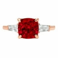 thumbnail image 5 of 3 ct Cushion Cut Natural Garnet 3 Stone 14K Rose Gold Womens Engagement Ring, 5 of 6