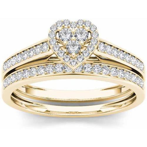 Imperial 1 2 Carat T.W. Diamond Heart-Frame 10kt Yellow Gold Engagement Ring Set by Imperial Jewels