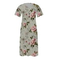 thumbnail image 4 of Women's Summer Maxi Dresses 2025 Casual Short Sleeve V Neck Long Dress Boho Floral Printed Button Down Sundress Flowy Beach Vacation Ladies Dress How To Return Items Ordered Online Purchase History, 4 of 5