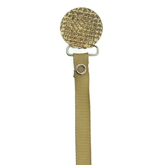Quilted Crystal Pacifier Clip with Solid Ribbon, Earthy Colors