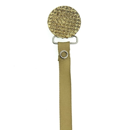 Quilted Crystal Pacifier Clip with Solid Ribbon, Earthy Colors