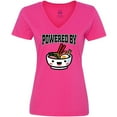 thumbnail image 3 of Inktastic Powered by Ramen Cute Noodles Women's V-Neck T-Shirt, 3 of 5