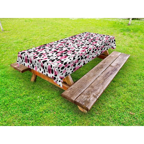 Retro Outdoor Tablecloth, Pattern with Different Colored Big and Small Polka Dots Grunge Effect Spotty Design, Decorative Washable Fabric Picnic Tablecloth, 58 X 104 Inches, Multicolor, by Ambesonne