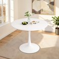 thumbnail image 3 of Tcbosik Round Dining Table with Metal Pedestal Base, 39.4" Modern Tulip Table for 4 Person, Bistro Table for Kitchen, Living Room, White, 3 of 8