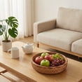 thumbnail image 4 of Rustic Woven Rattan Tray Round Decorative Tabletop Serving Platter for Fruit,Bread and Snacks,Versatile Coffee Table Centerpiece and Home Decor-8.6in, 4 of 4