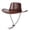 Khaki-03, variant on Men Women Faux Leather Cowboy Hat with Braided Band, Adjustable Strap Western Hat