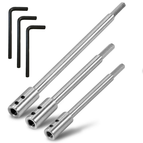 AEVXKHI 1Pc/3Pcs Hole Saw Extension Chuck for Adding Drilling Depth Sturdy Steel Ship Auger Extension Extra Long Spade Drill Bit Extension for Deep Hole Turning Project