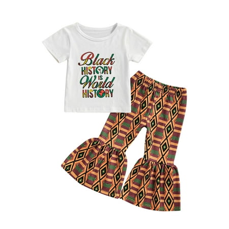 

Sunisery Kids Baby Girls Casual Suit Short Sleeve Letter Print Tops+Geometric Printed Pants Outfits Clothes White 2-3 Years