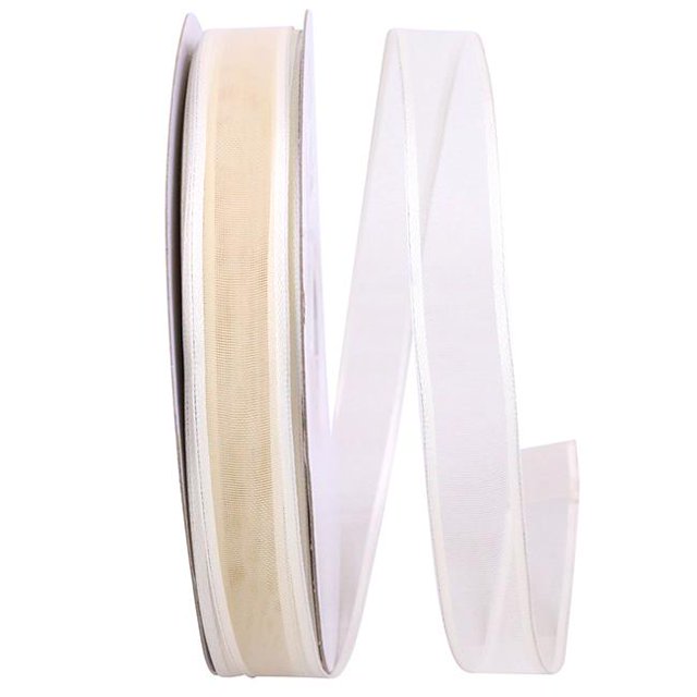 Reliant Ribbon 25771W-810-03K 0.625 in. Charlize Sheer Satin Wired Edge Ribbon, Ivory - 50 Yards