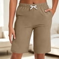 thumbnail image 3 of Summer Pants for Women,Womens Casual Summer Shorts Bermuda Wide Leg Knee Length Elastic Waisted Lightweight Comfy Lounge Short with Pocket, 3 of 7