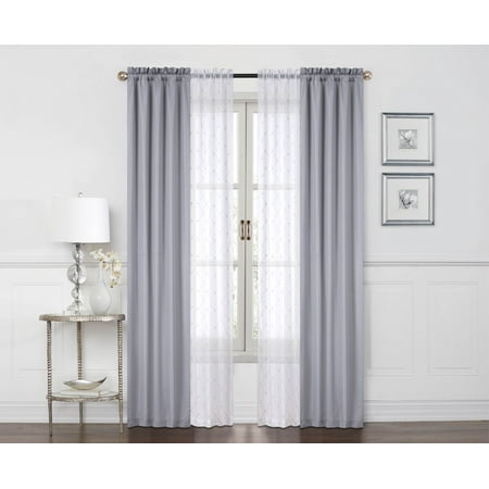 Mainstays 4 Piece Set 2 Curtain Panels With 2 Sheers Walmart Com