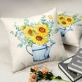 thumbnail image 6 of Spring Yellow Sunflower Pillow Covers 20 x 20 Set of 2 Flower Pillows Covers Kettle Spring Summer Butterfly Pillowcases Farmhouse Decor Cotton Blend for Indoor Living Room, 6 of 6