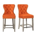 thumbnail image 5 of WestinTrends Wordford 24" Tufted Velvet Counter Stool (Set of 2), Antique Gray/ Orange, 5 of 11