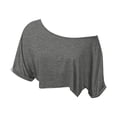 thumbnail image 6 of Off Shoulder T Shirts for Women 2026 Summer Short Sleeve One Shoulder Casual Cropped Tshirt Going out Tops Streetwear, 6 of 6