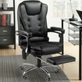 thumbnail image 6 of YODOLLA Ergonomic Office Chair with Heated 7 Points Massage Retractable Footrest, High Back Swivel Leather Chair Big and Tall Heated Reclining Office Chair, Black, 6 of 9