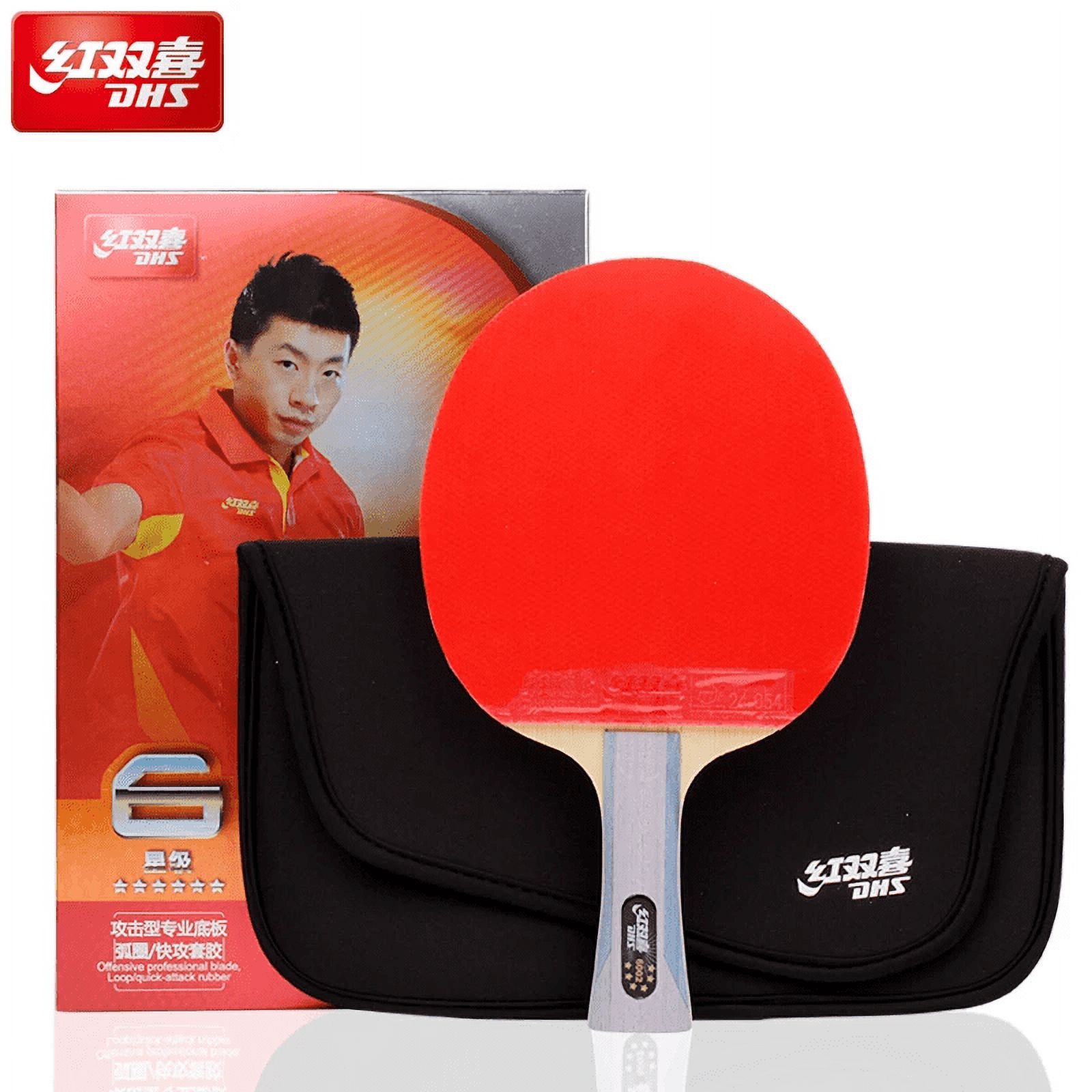 DHS 6 Star 6002 6006 Table Tennis Racket With Hurricane 8 And Tin Arc Rubber FL Handle Shake Hold Ping Pong Bat With Case Bag old R6002 FL