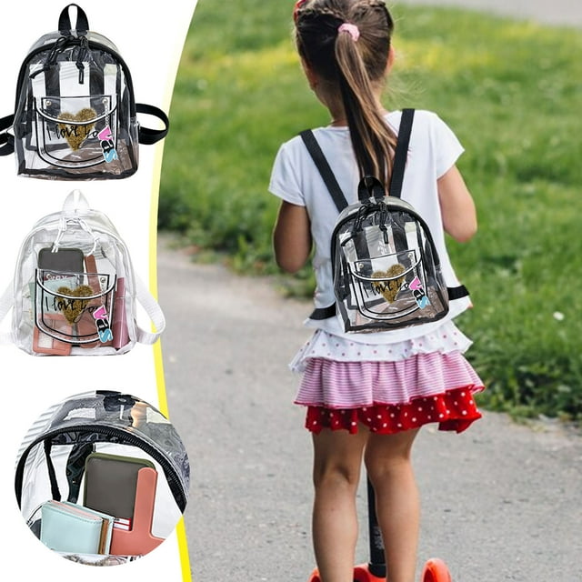 SSZMDLB 2Pcs Transparent Backpack, Transparent Backpack for Women, PVC Clear Backpack and Tote Bag, Waterproof Zippered Daypack with Front Pocket, Large Capacity for School College Commuting