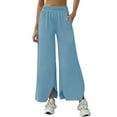 thumbnail image 3 of ClodeEU Women's Oversized Elastic Waist Comfortable Fitness Wide Leg Pants Blue,Womens Plus S, 3 of 8