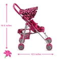 thumbnail image 3 of HUSHLILY - Foldable Baby Doll Stroller with Smooth Rolling Wheels with Adjustable Canopy & Basket - Pink & Black Polka Dots, 3 of 4