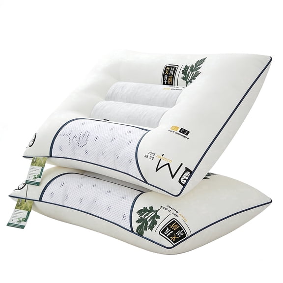 2‑Count Wormwood Half Moon Neck Pillow, Supportive Breathable Hypoallergenic Adult Pillow