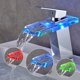 thumbnail image 1 of Grifo de lavabo con cascada LED RGB, grifo mezclador de baño con 3 cambios de color, grifo de cascada, vidrio de latón cromado para baño, 1 of 5