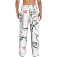 thumbnail image 3 of Uemuo Alpacas and Hearts Pattern Men's Wide Leg Palazzo Lounge Pants with Pockets Light Weight Loose Comfy Casual Pajama Pants-X-Large, 3 of 9