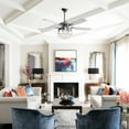 thumbnail image 6 of 52 inch Flush Mount Ceiling Fan with Remote Modern Crystal Chandelier Ceiling Fan with Reversible 5 Blades, 3 Bulbs Not Included, Chrome, 6 of 8