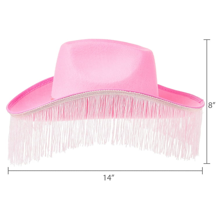 Way To Celebrate Pink Cowboy Hat with White Fringe for Western